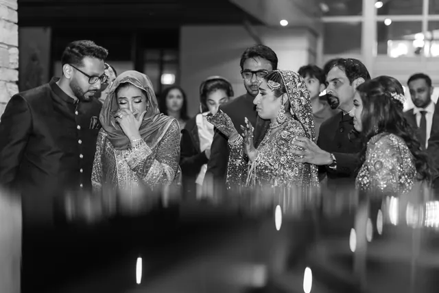 In tears, in black and white.